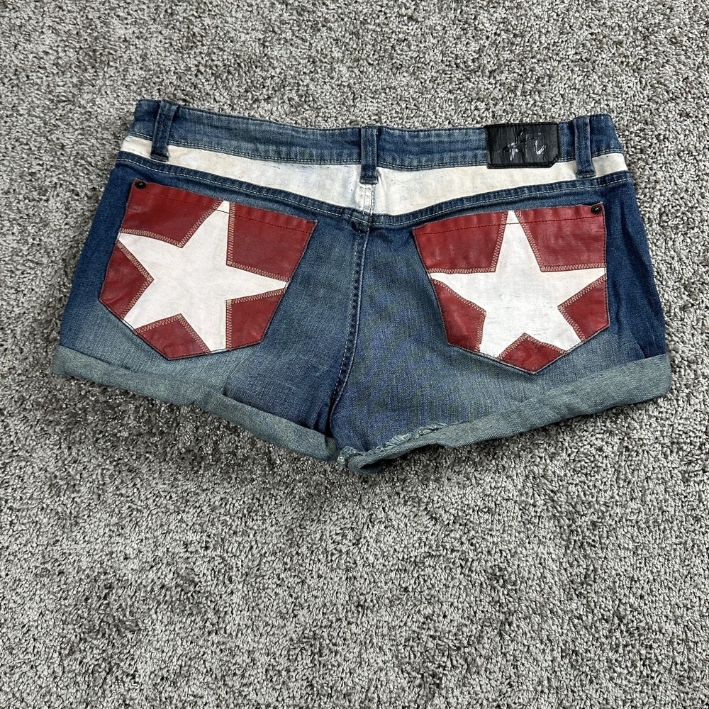 Authentic Icon Shorts Womens 30 Distressed Low Rise Y2K Rodeo Festival Sequin - Picture 2 of 16